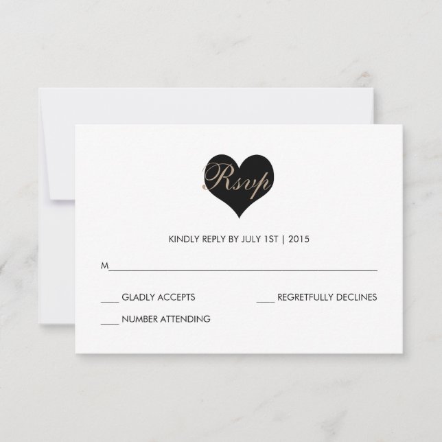 Modern Black and White Heart-OSA kort (Framsida)