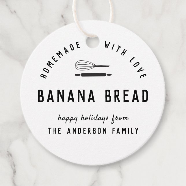 Modern Black and White Helgdag Baking Gift Classic Gåvor Etiketter (Framsida)