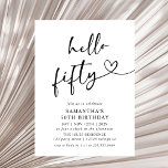 Modern Black and White Hello Fifty Birthday Party Inbjudningar<br><div class="desc">Celebrate turning fifty in timeless style with this modern black and white “Hello Fifty” birthday invitation. Featuring clean typography and a sleek minimalist design,  it’s perfect for elegant milestone celebrations,  whether you’re hosting a classy dinner,  cocktail night,  or modern birthday party.</div>