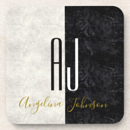 Modern Black and White Initialer Monogrammed Underlägg