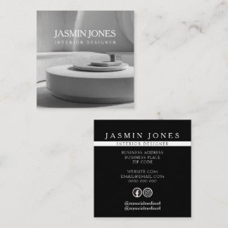 Modern Black and White Interior Designer Photo Fyrkantigt Visitkort