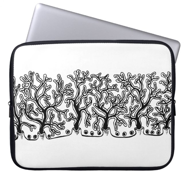 Modern Black and White Joshua Träd Neoprene Laptop Sleeve (Framsidan)