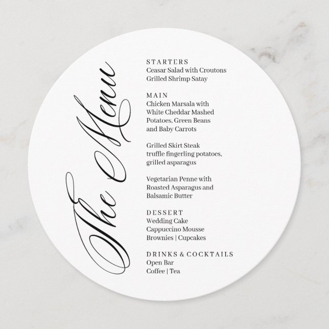 Modern black and white menu card meny (Framsida)