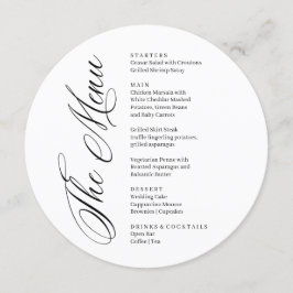 Modern black and white menu card meny