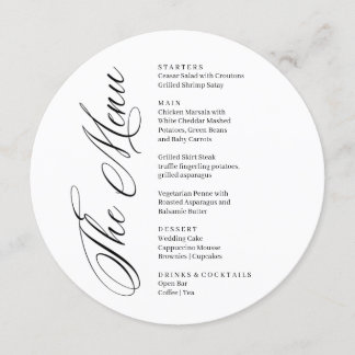 Modern black and white menu card meny