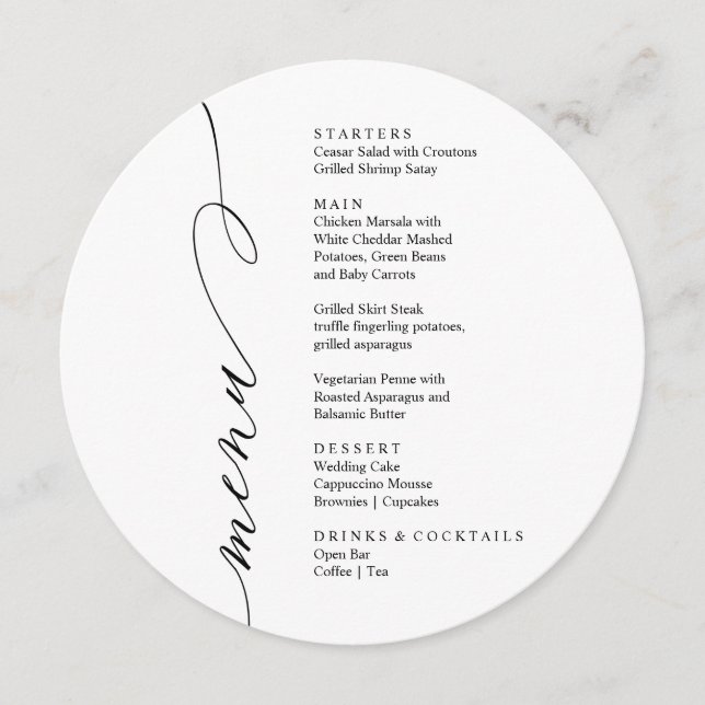 Modern black and white menu card meny (Framsida)