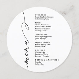 Modern black and white menu card meny