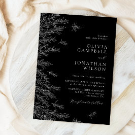 Modern Black and White Minimal Löv Bröllop Inbjudningar