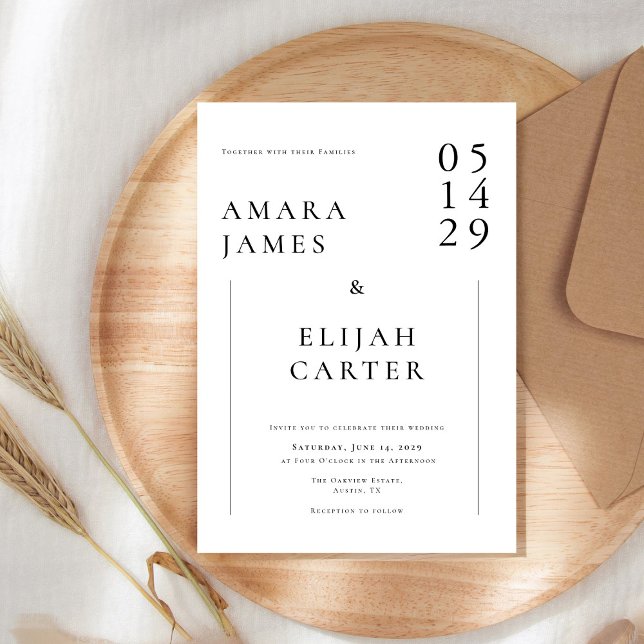 Modern Black and White Minimal Wedding Inbjudningar (Skapare uppladdad)
