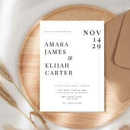 Modern Black and White Minimal Wedding Inbjudningar