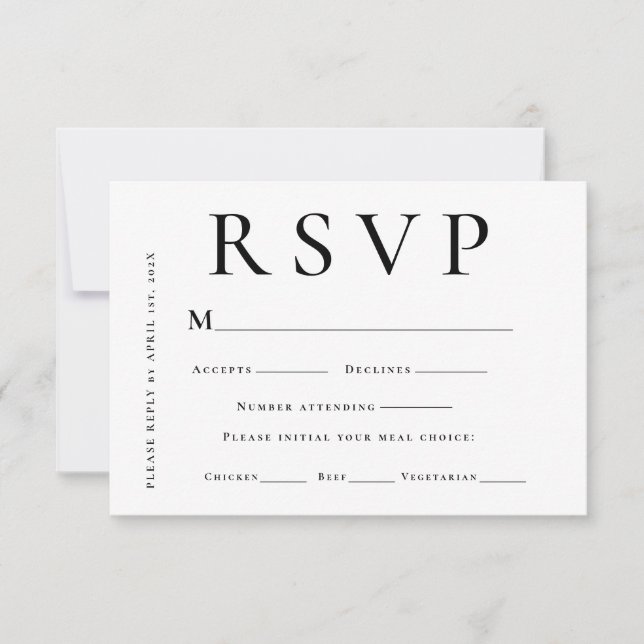 Modern Black and White Minimal Wedding OSA Kort (Framsida)
