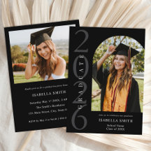 Modern Black and White Minimalist Photo Graduation