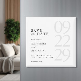 Modern Black and White Minimalist Wedding Magnet