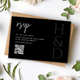 Modern Black and White Monogram Minimalist Wedding OSA Kort