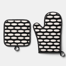 Modern Black and White Mönster Oven Mitt & Pot Hol