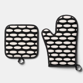 Modern Black and White Mönster Oven Mitt & Pot Hol