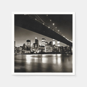 Modern Black and White New York på natten Pappersservett