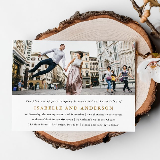 Modern Black and White One Photo Bröllop Inbjudningar (Skapare uppladdad)