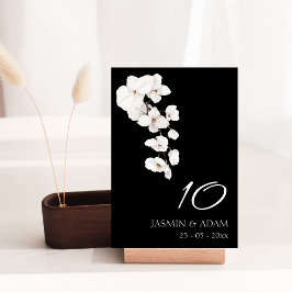 Modern Black and White Orchids Flowers Bröllop Bordsnummer