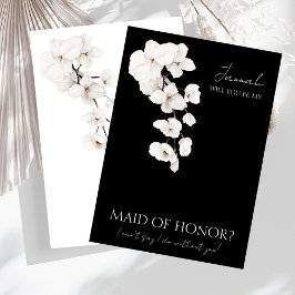 Modern Black and White Orchids Maid of honor Inbjudningar