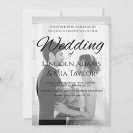 Modern Black and White Overlay Wedding Invitation Inbjudningar