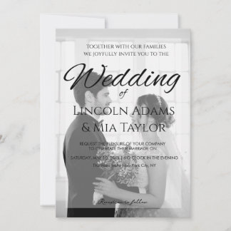 Modern Black and White Overlay Wedding Invitation Inbjudningar