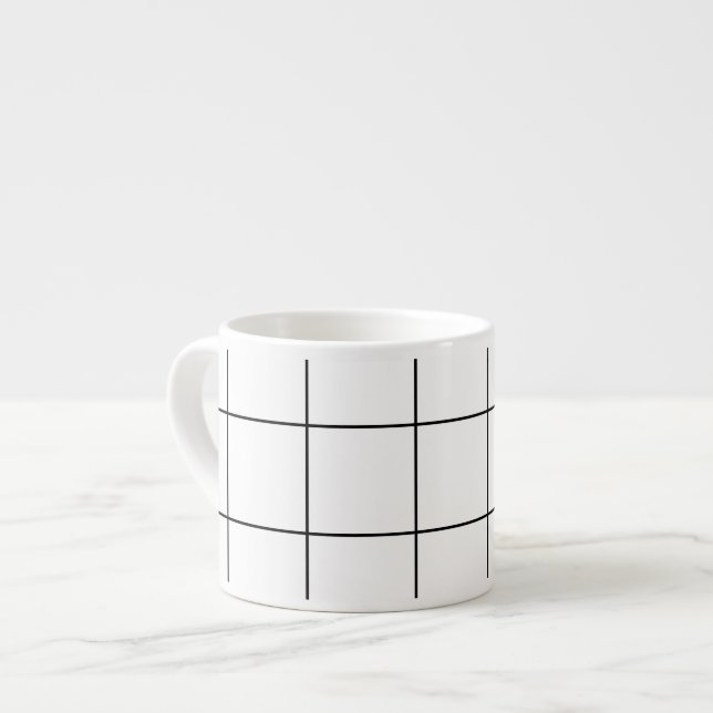 Modern Black and White Oversized Grid Espresso Mug Espressomugg (Framsida vänster)