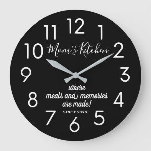 Modern Black and White Personlig Mamma Kitchen Stor Klocka