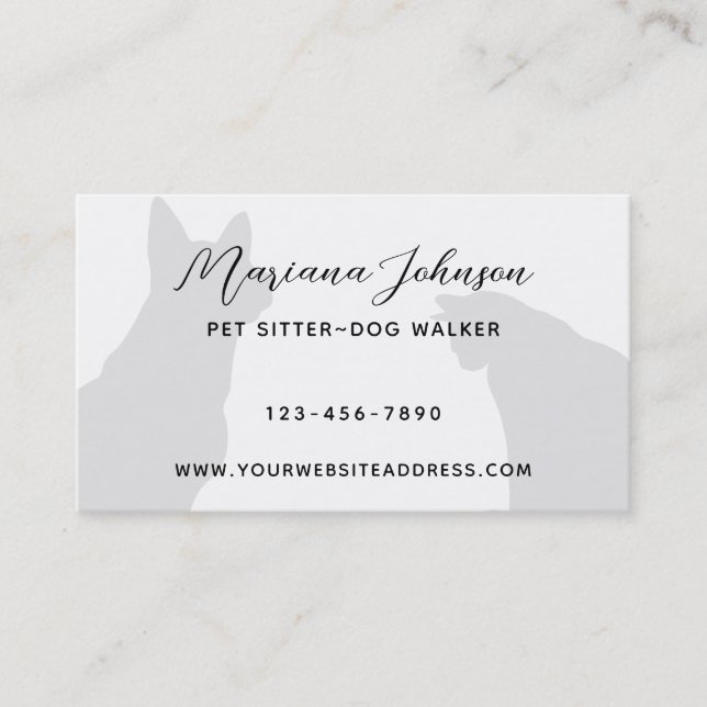 Modern Black and White Pet Sitter Dog Walker Photo Visitkort (Framsida)