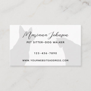 Modern Black and White Pet Sitter Dog Walker Photo Visitkort