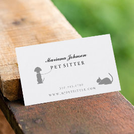 Modern Black and White Pet Sitter Visitkort
