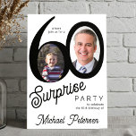 Modern black and white photo 60th birthday party inbjudningar<br><div class="desc">Trendy bold typography 60th birthday surprise party invitation with 2 photos and modern retro style script. Easy to personalize with your text and pictures.</div>