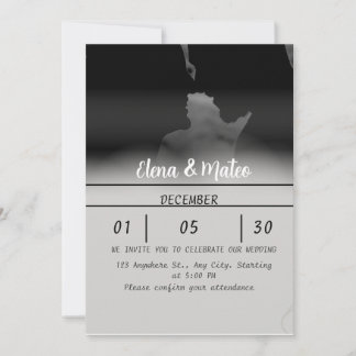 Modern Black and White Photo Wedding Invitation Inbjudningar
