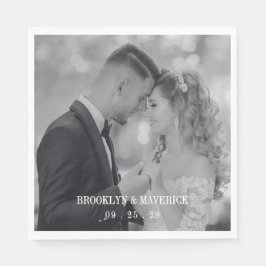 Modern Black And White Photo Wedding Pappersservett