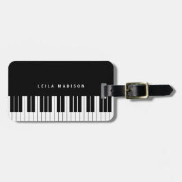 Modern Black and White Piano Tangentbord Travel Bagagebricka