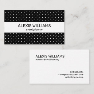 Modern Black and White Polka dots White Rand Visitkort