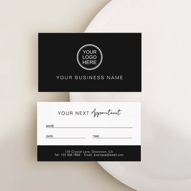 Modern Black and White Professional Tidsbeställning Kort (Skapare uppladdad)