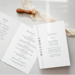 Modern Black and White Pub Mitzvah Booklet Foldad Program