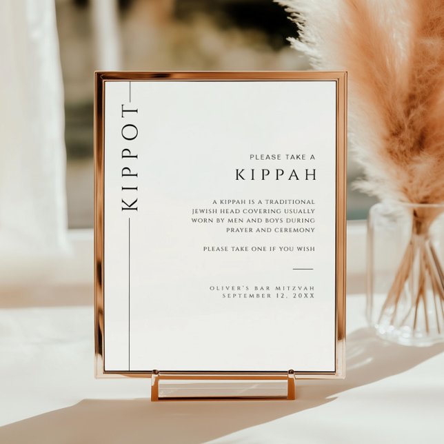 Modern Black and White Pub Mitzvah Kippah-skylt Poster (Skapare uppladdad)