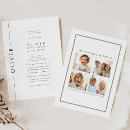 Modern Black and White Pub Mitzvah Photo Inbjudningar