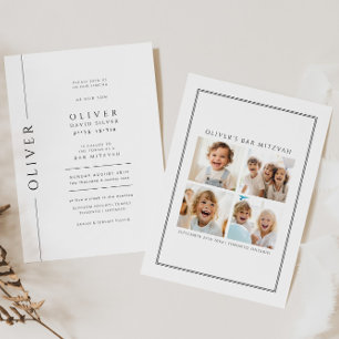 Modern Black and White Pub Mitzvah Photo Inbjudningar