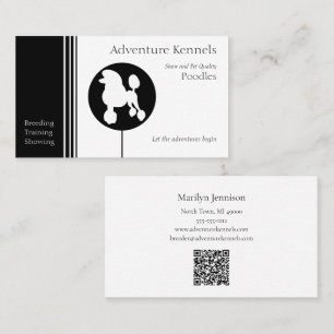 Modern Black and White Pudel Silhouette Visitkort