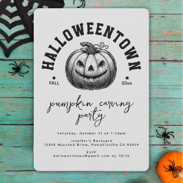 Modern Black and White Pumpkin Halloween fest Inbjudningar