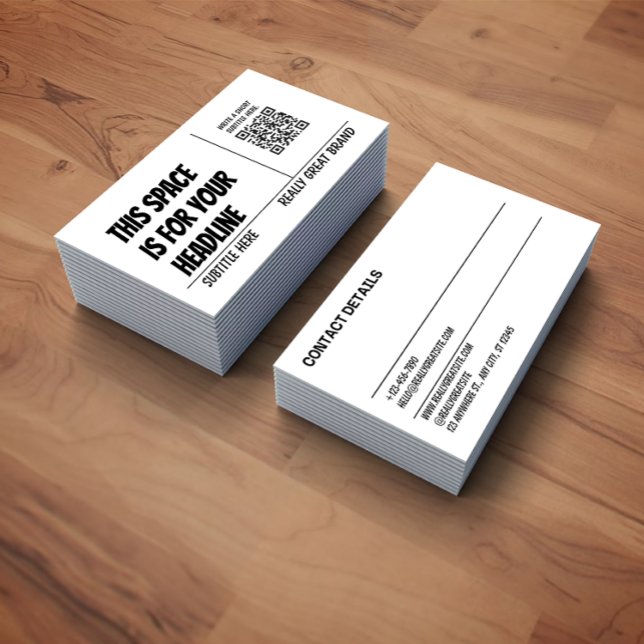 Modern Black and White QR Code Business Card Visitkort (Skapare uppladdad)
