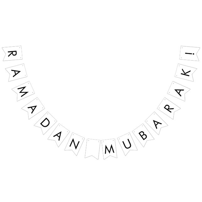 Modern Black and White Ramadan Mubarak Pennant Vimplar (Alla)
