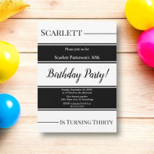 Modern Black and White Rand Elegant Birday