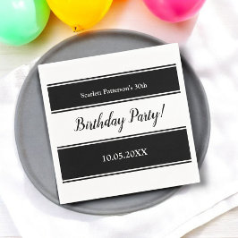 Modern Black and White Rand Elegant Birday Pappersservett