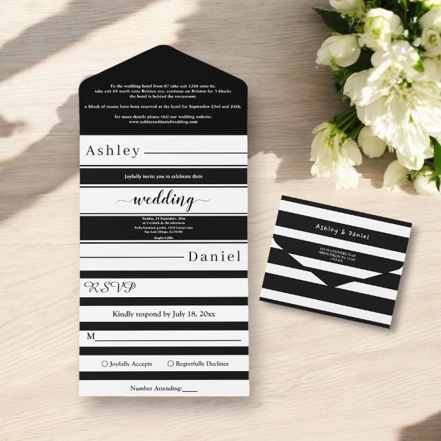 Modern Black and White Rand Elegant bröllop (Skapare uppladdad)