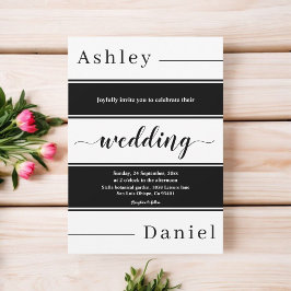 Modern Black and White Rand Elegant bröllop Inbjudningar