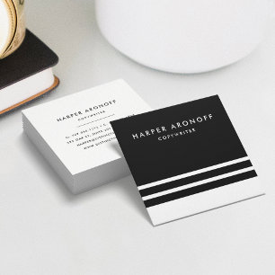Modern Black and White Rand Fyrkantigt Visitkort